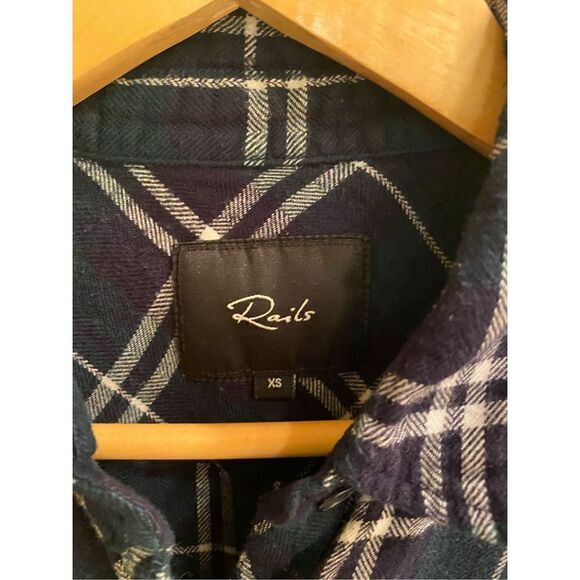RAILS Hunter Button Down Plaid Shirt in Forest/Navy/White Womens XS - Picture 4 of 8